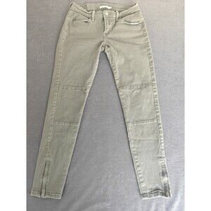 Levi’s 710 Super Skinny Jeans Womens 27 Green Moto Zip Ankle Stretch